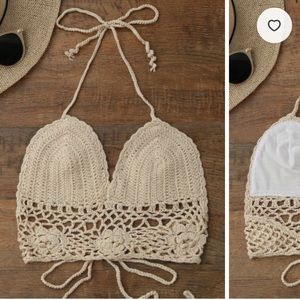 Zaful Crochet Unlined Backless Crop Top